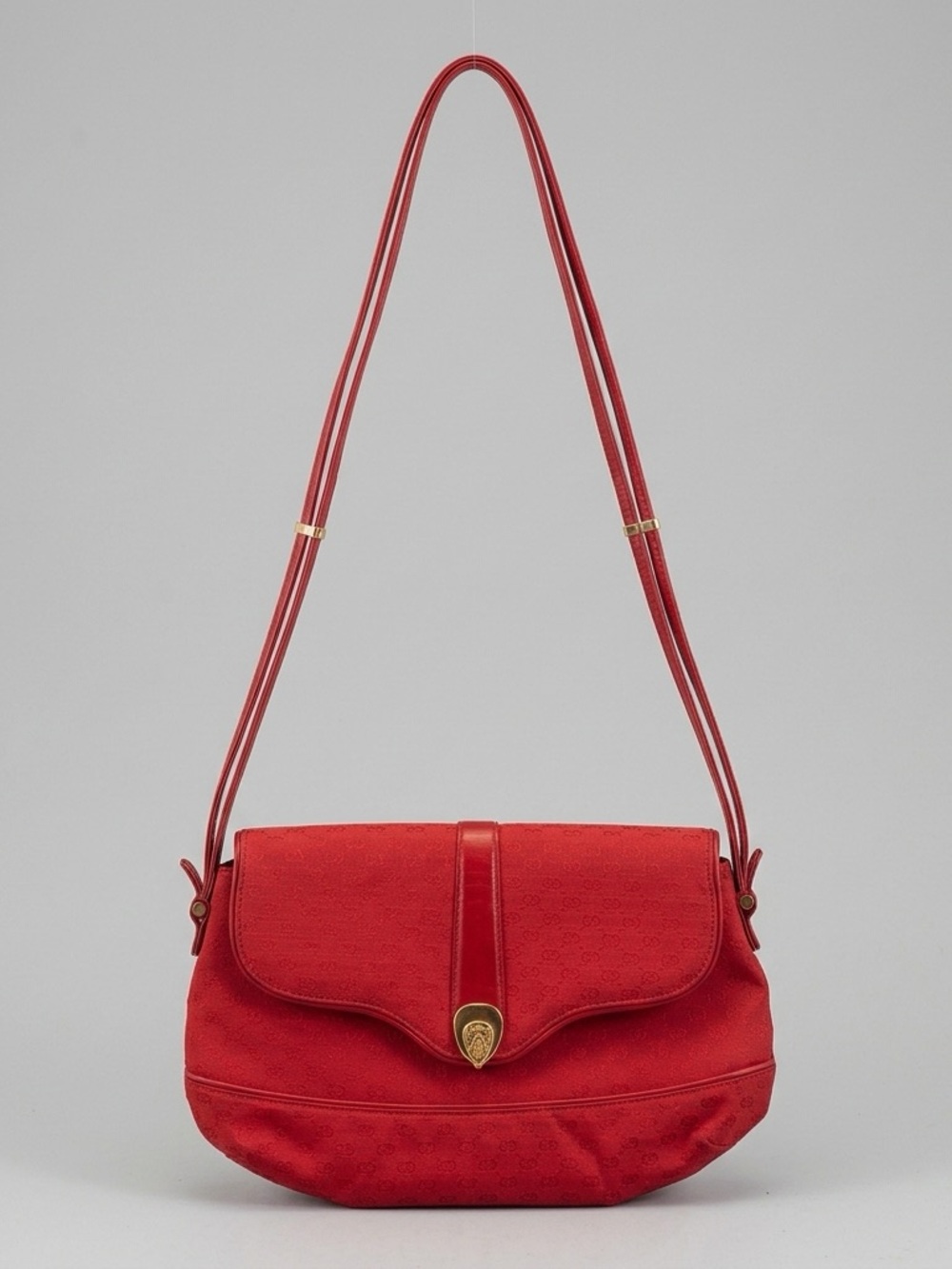 Rare 1980s Gucci Microguccissima Flap Crossbody Shoulder Bag Red Vintage Monogra